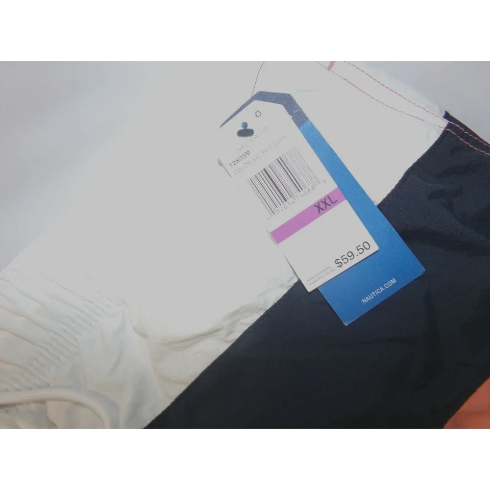 NWT MENS NAUTICA PERFORMANCE SWIM SHORTS~STRIPES~SZ XXL‎
